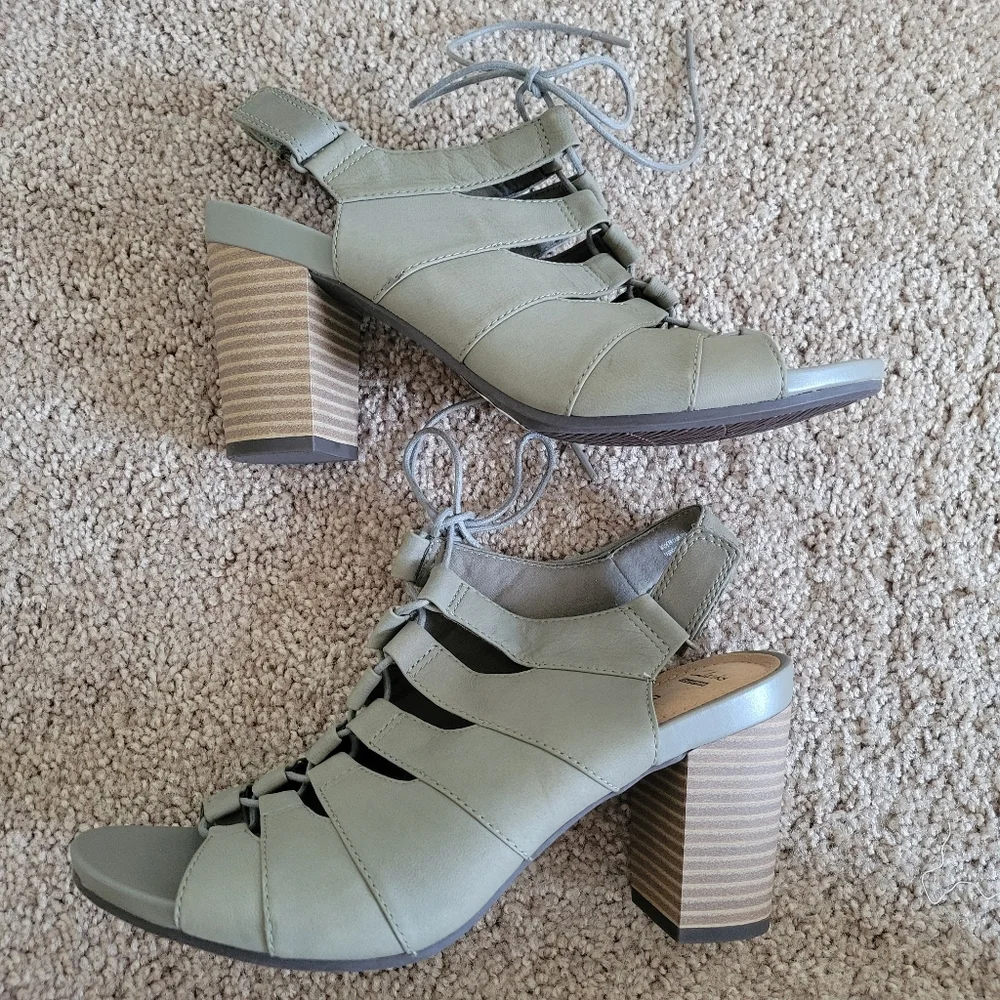 Clarks Banoy Waneta‎ Lace Up Sandal Heel Shoes NWT